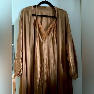 Vintage 2-piece bronze/gold sexy long nightgown